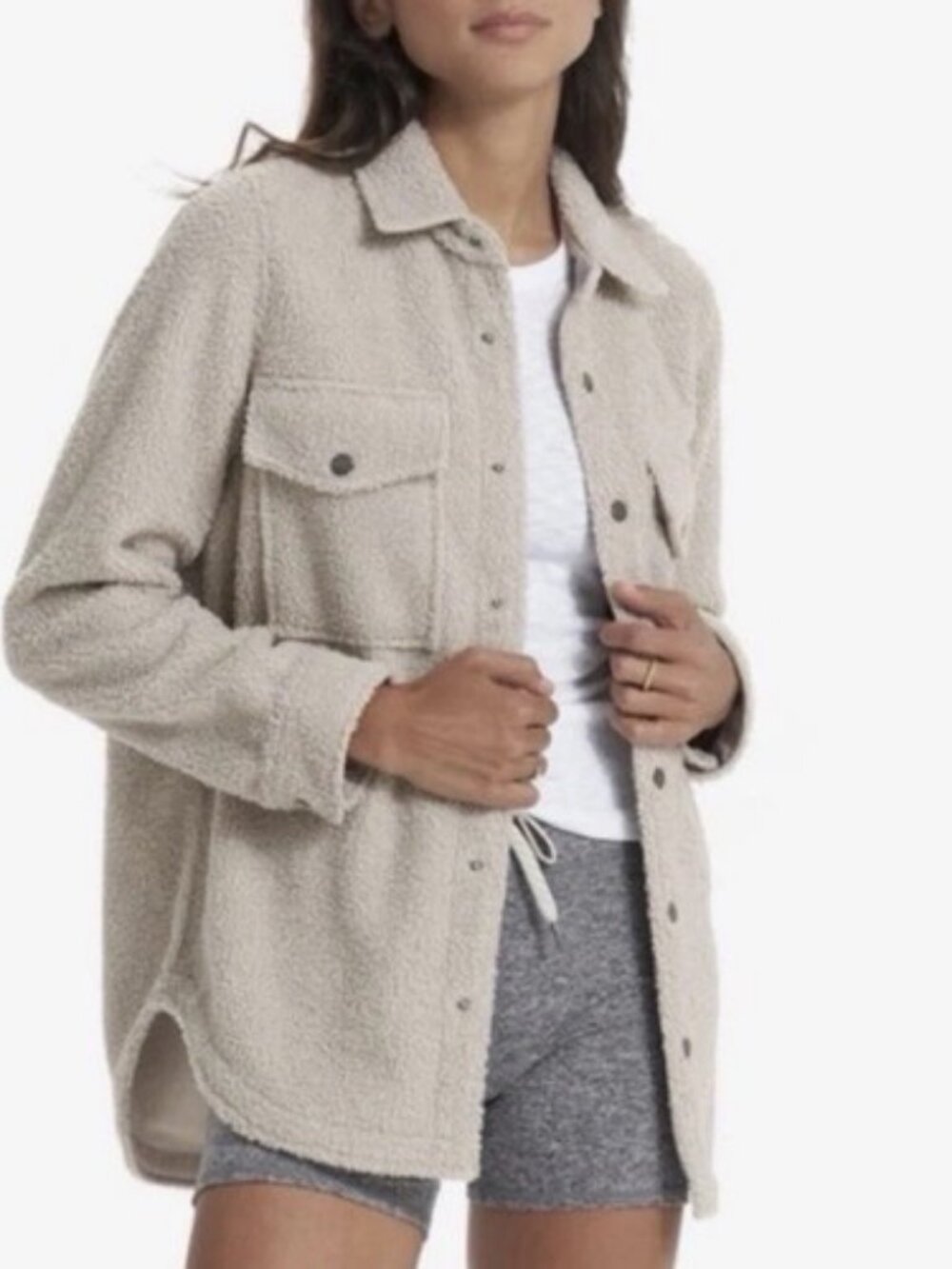 The Vuori Sycamore Sherpa Fleece Shirt Jacket in Women's size M